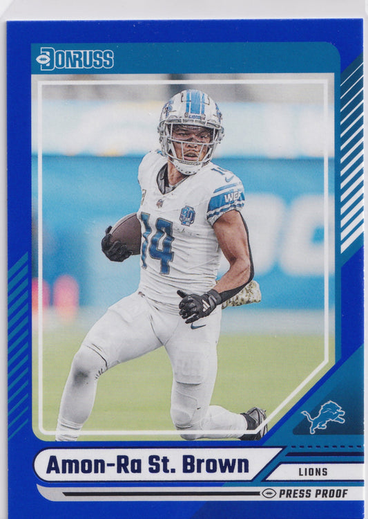 2024 Panini Donruss Amon-Ra St. Brown Blue Press Proof #139