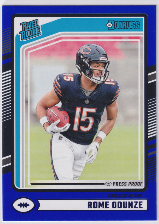 2024 Panini Donruss Rated Rookie Rome Odunze Blue Press Proof (RC) #309
