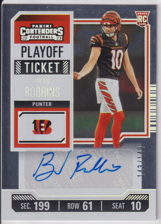 2023 Panini Contenders Brad Robbins Rookie Ticket Auto RC /149 #184