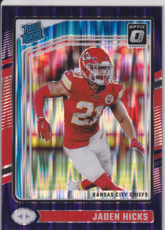 2024 Donruss Optic Rated Rookie Jaden Hicks Chiefs Purple Shock #237 (RC)