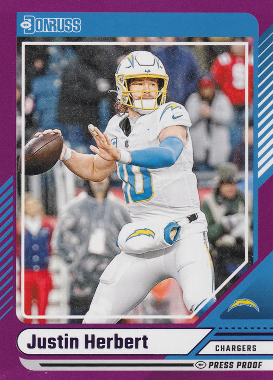 2024 Panini Donruss Justin Herbert Purple Press Proof #250