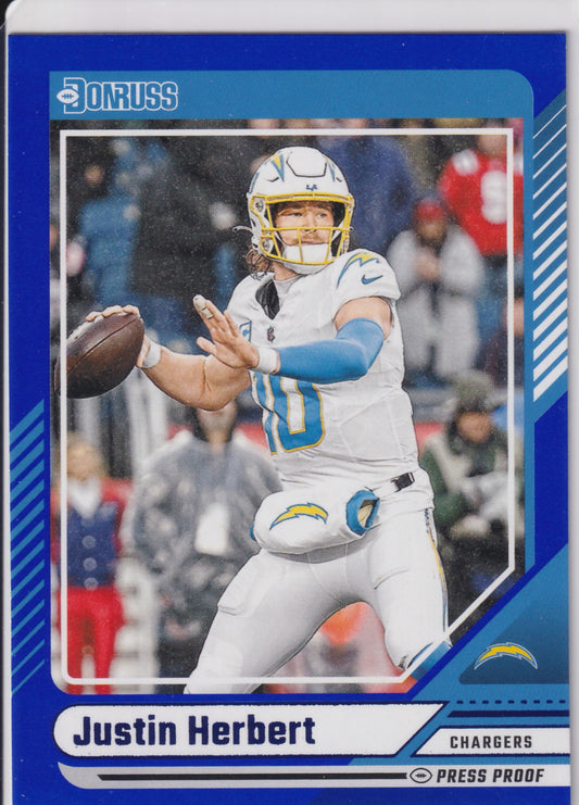 2024 Donruss Justin Herbert Blue Press Proof #250
