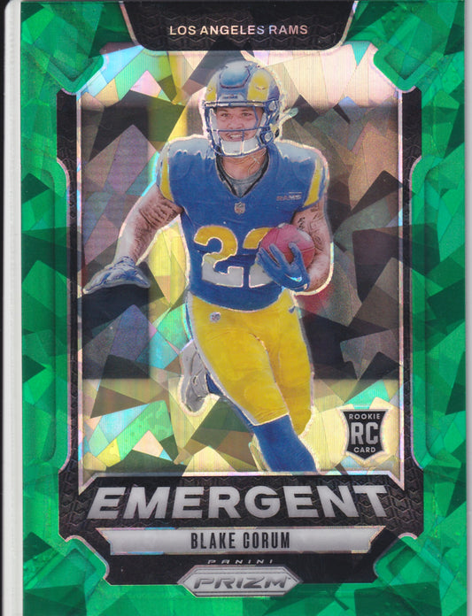 2024 Panini Prizm Blake Corum Emergent Green Cracked Ice #10