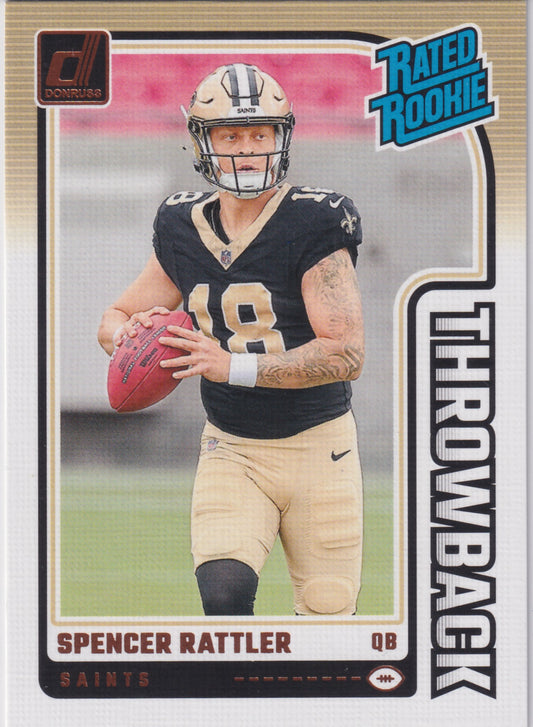 2024 Panini Donruss Spencer Rattler Throwback Rated Rookie #40