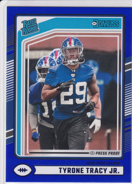 2024 Panini Donruss Tyrone Tracy Jr Blue Press Proof Rated Rookie #364