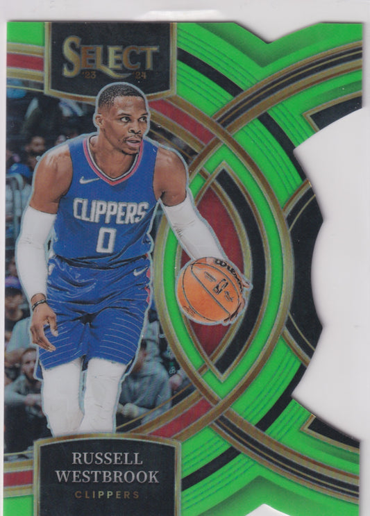 2023-24 Panini Select Russell Westbrook Green Prizm Die Cut Premier /75 #146