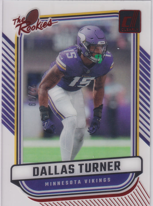 2024 Panini Donruss Clearly Dallas Turner #14 RC Rookie Rookies /99 #14