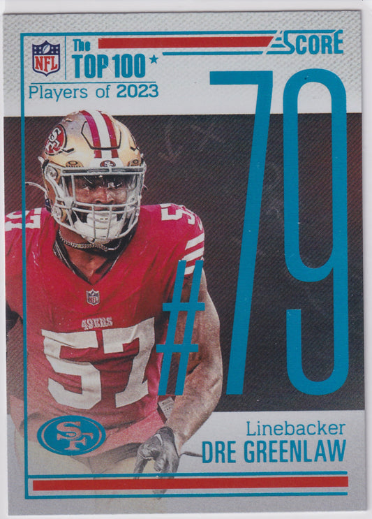 2024 Panini Score 49ers Dre Greenlaw Top 100