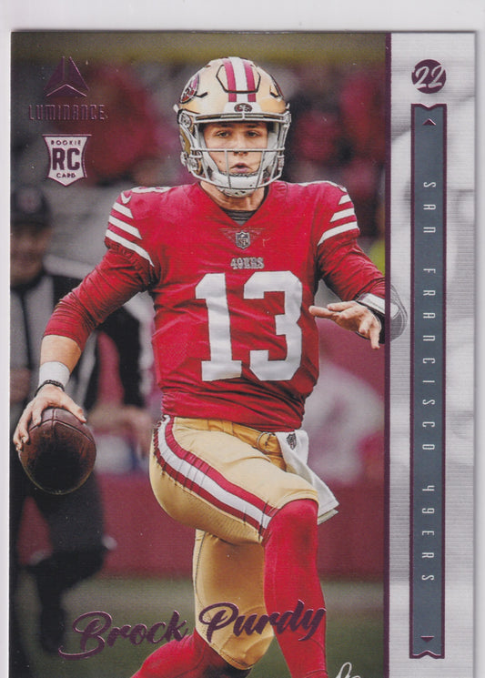2022 Panini Chronicles Luminance Brock Purdy Pink Rookie #213 (RC)